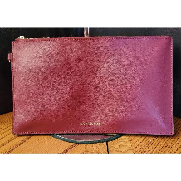 Michael Kors Reversible Tote Burgundy Cream With Matching Leather Insert - Picture 12 of 13